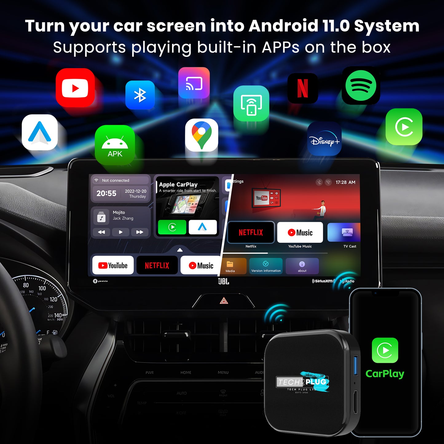 Wireless Carplay Adapter, TechBox Mini HD, TECH PLUG