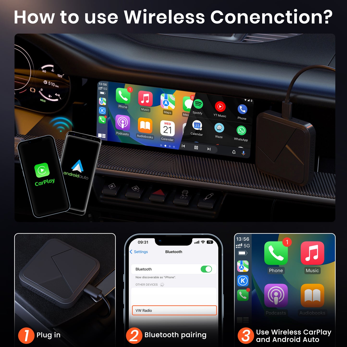 Best Wireless Carplay Adapter, TechBox Wireless Adapter, TECH PLUG