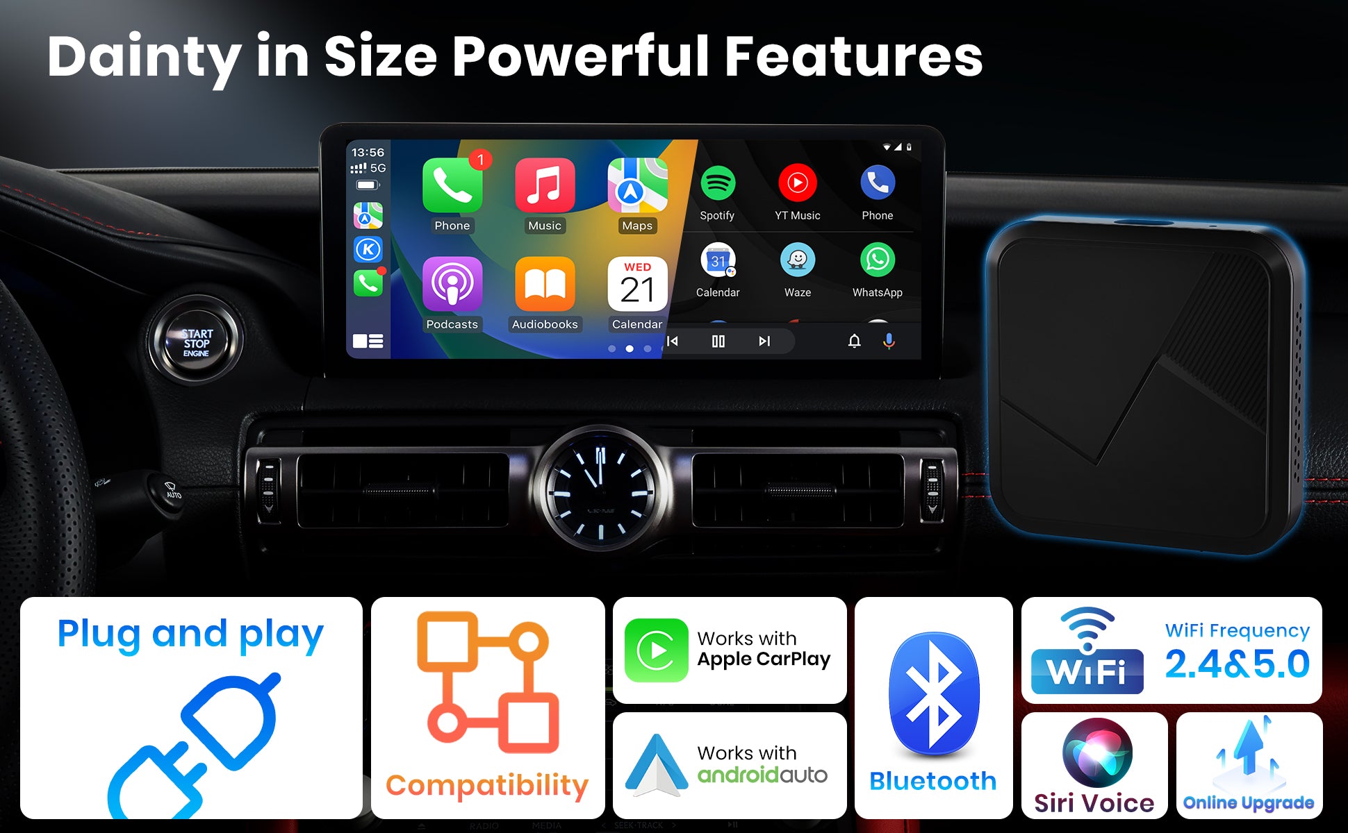 Best Wireless Carplay Adapter, TechBox Wireless Adapter, TECH PLUG
