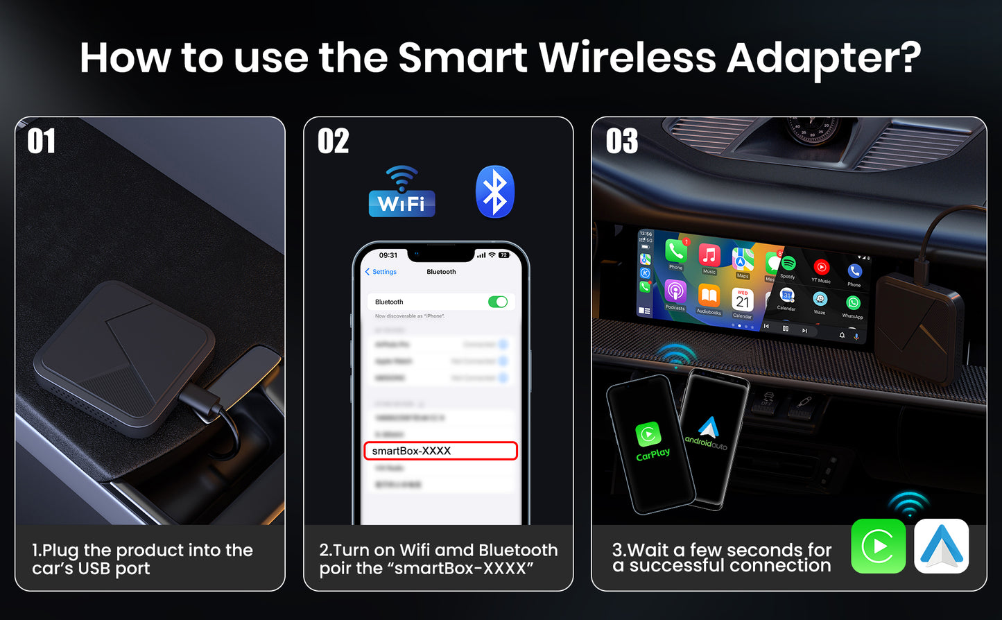 Best Wireless Carplay Adapter, TechBox Wireless Adapter, TECH PLUG