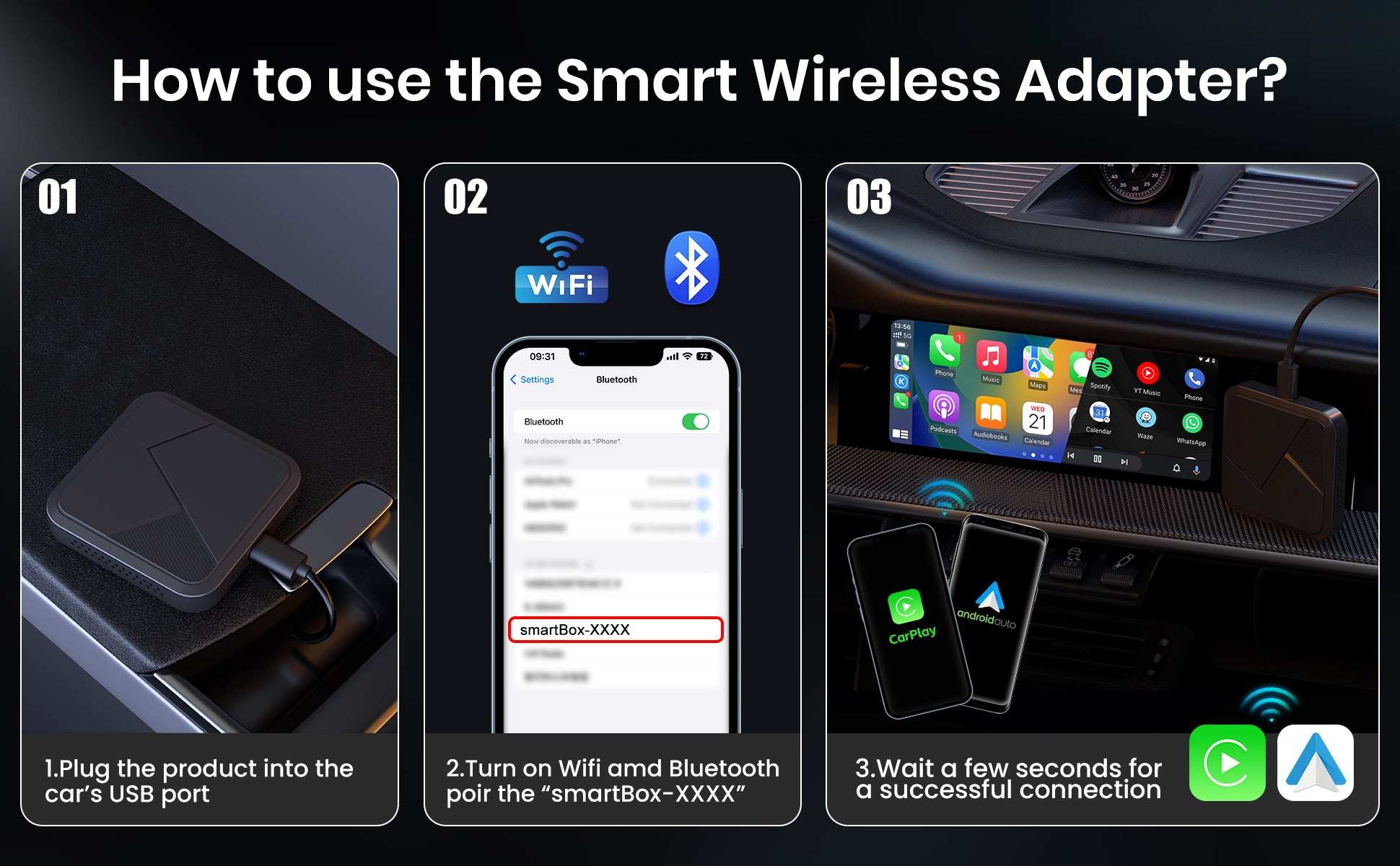 Best Wireless Carplay Adapter, TechBox Wireless Adapter, TECH PLUG